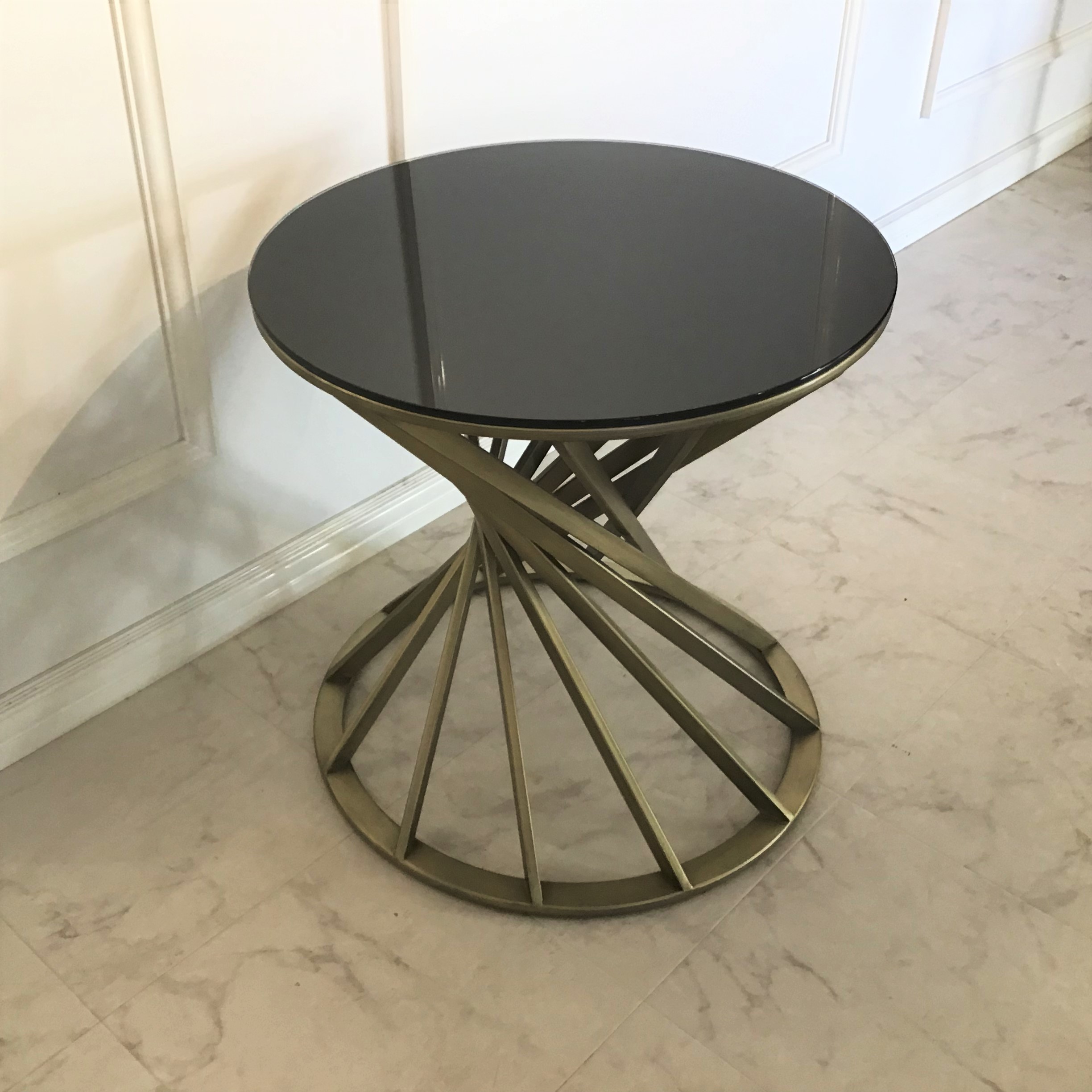BLANC（ブランク）サイドテーブル｜ブラックミラー×ブロンズ［トルコ製］