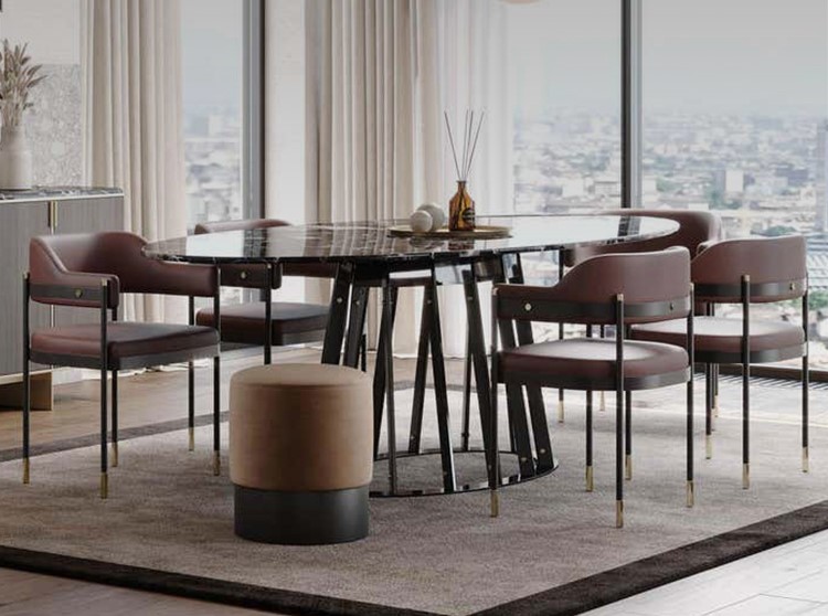 KLARIS ダイニングチェア｜ブラックメタル×ゴールドの洗練フォルム